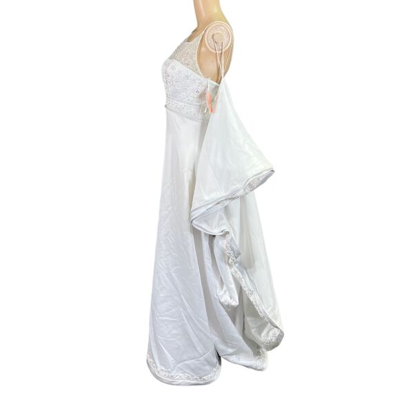 Signature Womens Wedding Dress Gown Beaded Bridal White Sheer Long Train - Picture 3 of 13